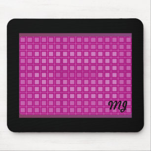 Pink Square Pattern with Initials Mouse Mat