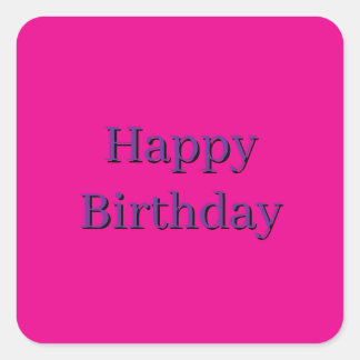 Pink Square Sticker - Happy Birthday