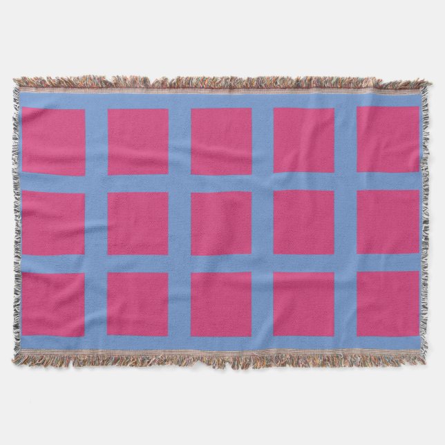 Pink Squares on a Blue Background Throw Blanket (Front)