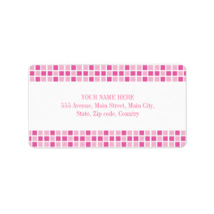 Pink Squares Pattern Label