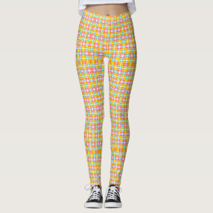 Pink Squares Pattern Spring Colours  Leggings