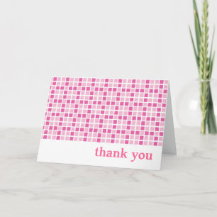 Pink Squares Pattern Thank You Card