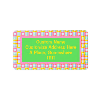Pink Squares Spring Colours Pattern Address Label