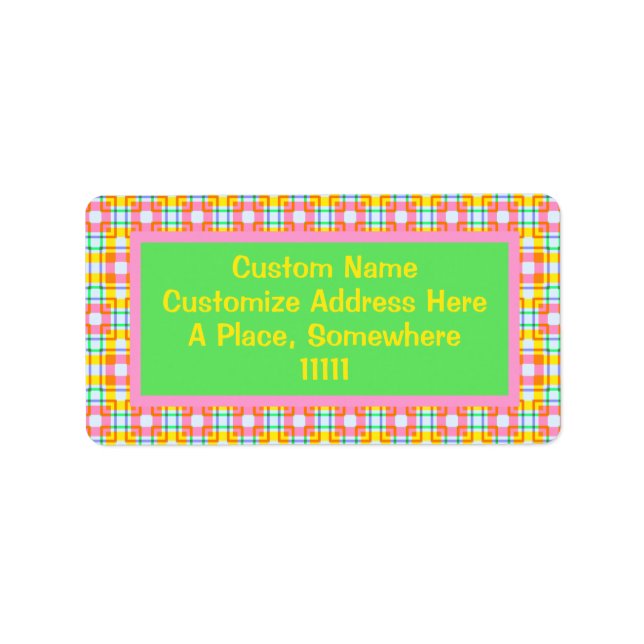 Pink Squares Spring Colours Pattern Address Label (Front)