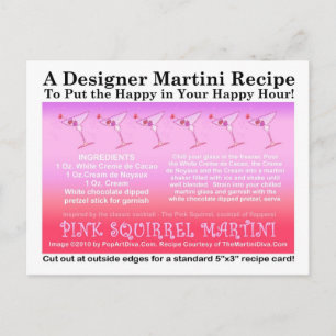 Pink Squirrel Martini Recipe Card Postcard