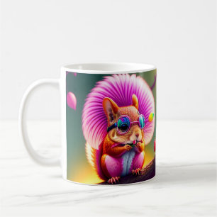 Pink Squirrel on the Branch  Coffee Mug