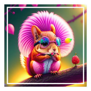 Pink Squirrel On The Branch Photo Print
