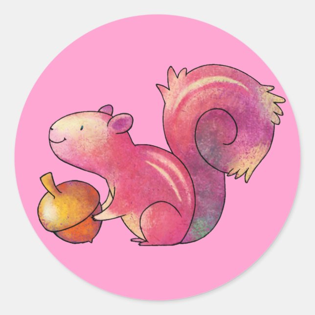Pink squirrel Small Stickers (Front)