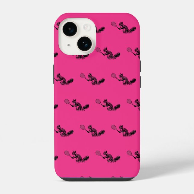 Pink Squirrel Tennis Player Pattern iPhone Case (Back)