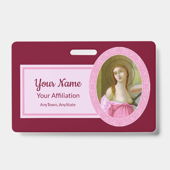 Pink St. Agatha (M 003) Badge 2 ID Badge (Front)