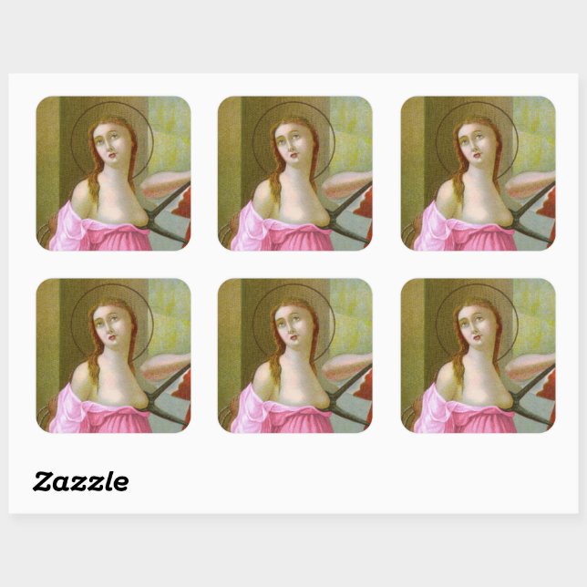 Pink St. Agatha (M 003) Square Sticker (Sheet)