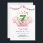 Pink St Patrick Lucky Seven Birthday Invitation<br><div class="desc">Pink St Patrick Birthday Invitation,  Lucky Seven Birthday Invite,  Editable St Patrick Theme Birthday Invite</div>