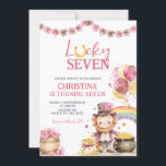 Pink St Patrick Lucky Seven Birthday Invitation<br><div class="desc">Pink St Patrick Birthday Invitation,  Lucky Seven Birthday Invite,  Editable St Patrick Theme Birthday Invite</div>