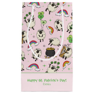 Pink St. Patrick’s Day Sheep & Shamrocks Kids Small Gift Bag