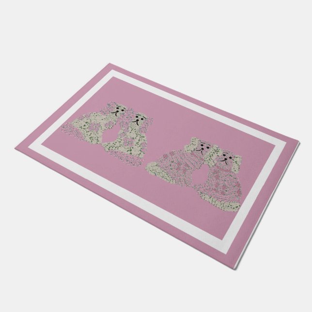  Pink Staffordshire Dogs  Doormat (Angled)