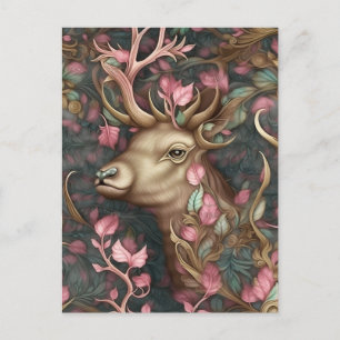 Pink Stag Hiding In The Forest Postcard