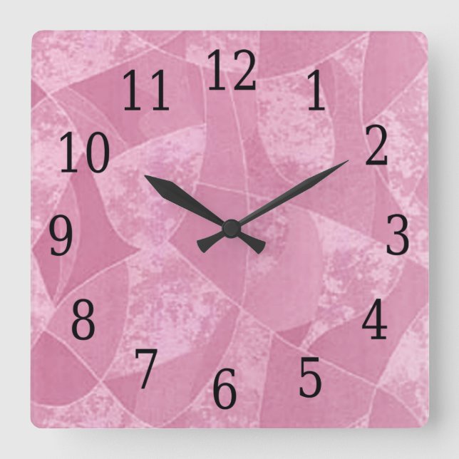 Pink Stain Glass Square Clock (Front)