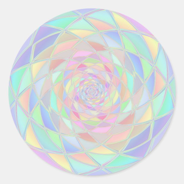 Pink Stained Glass Window Pastels Classic Round Sticker (Front)
