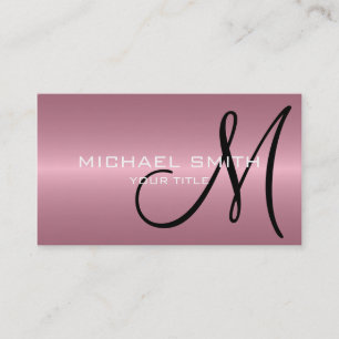 Pink Stainless Steel Metal Monogram Business Card