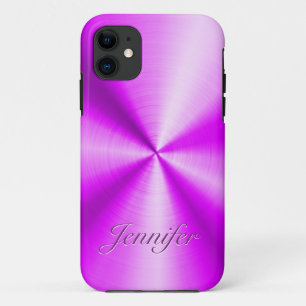 Pink Stainless Steel Shiny Metallic Flowers iPhone 11 Case