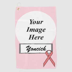 Pink Standard Ribbon by Kenneth Yoncich Golf Towel