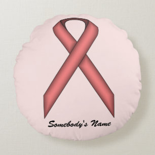 Pink Standard Ribbon by Kenneth Yoncich Round Cushion