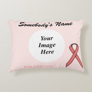 Pink Standard Ribbon Template by Kenneth Yoncich Decorative Cushion