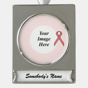 Pink Standard Ribbon Template by Kenneth Yoncich Silver Plated Banner Ornament