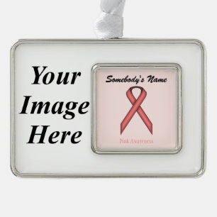 Pink Standard Ribbon Tmpl (H-I) by Kenneth Yoncich Silver Plated Framed Ornament