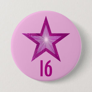 Pink Star '16' button pale pink