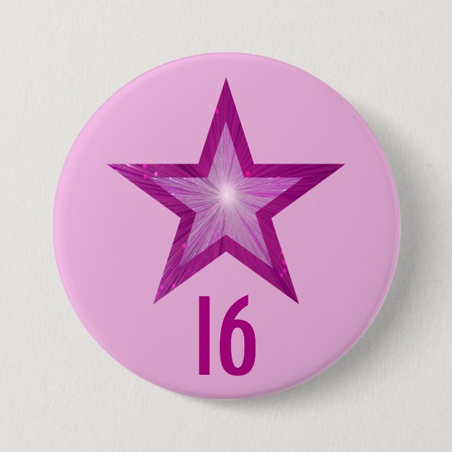 Pink Star '16' button pale pink (Front)