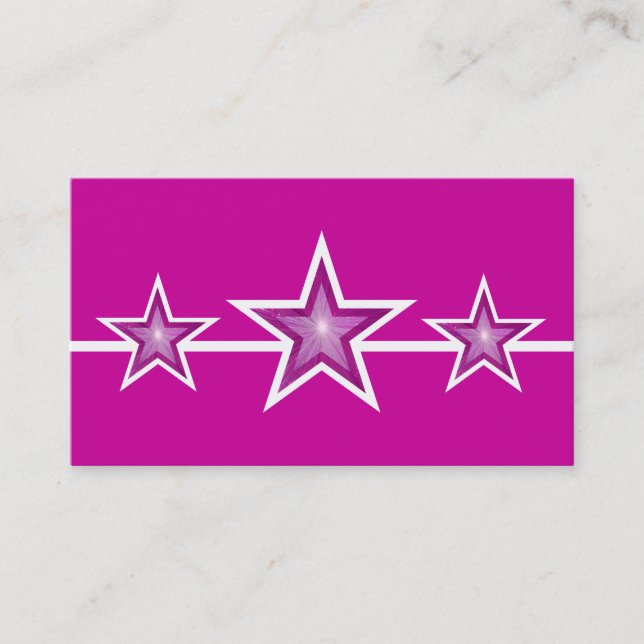 Pink Star 3 stars business card pink (Front)