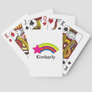 Pink Star and Colourful Rainbow Personalise Playing Cards