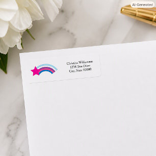 Pink Star and Rainbow Personalise Return Address