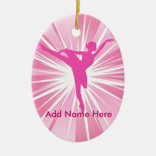 Pink Star Ballerina Name customizable Ornament