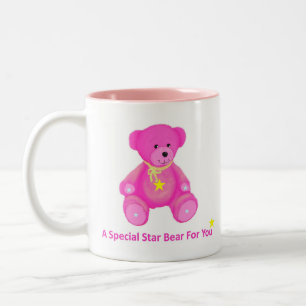 Pink Star Bear Two-Tone Coffee Mug