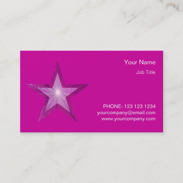 Pink Star business card template side star pink (Front)