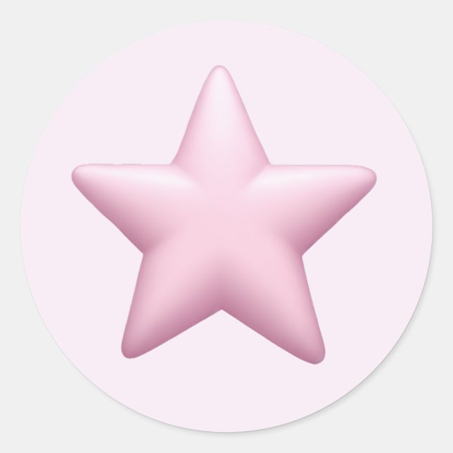 Pink Star Emoji – Cute and Shining Icon Art Classic Round Sticker (Front)