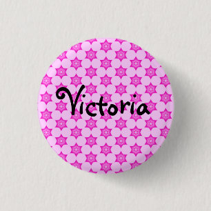 Pink Star Flower Name badge button pin