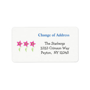 Pink Star Flowers Home Address Label