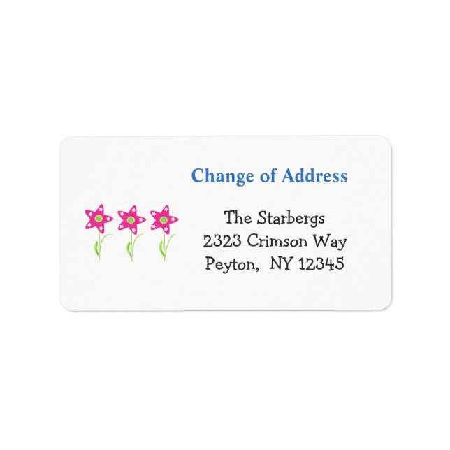Pink Star Flowers Home Address Label (Front)