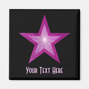 Pink Star fridge 'Your Text' magnet square black