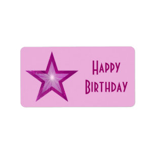 Pink Star 'Happy Birthday' medium pale pink Label