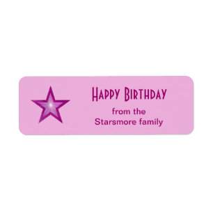 Pink Star 'Happy Birthday' text small pale pink