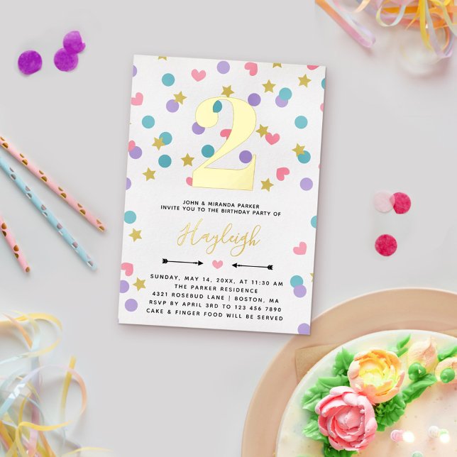 Pink Star Heart Dot Confetti Toddler Kid Birthday (Creator Uploaded)