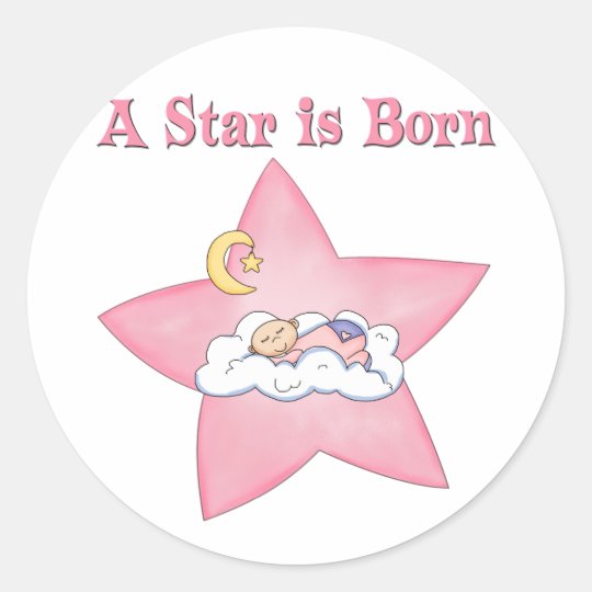 Pink Star is Born Announcement Classic Round Sticker