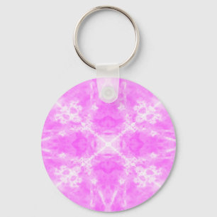 Pink star kaleidoscope pattern key ring