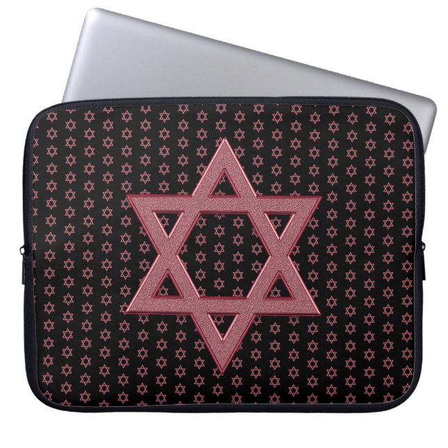 Pink Star of David Seamless Laptop Sleeve (Front)