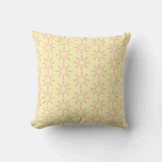 Pink Star Pattern on Yellow Background Cushion