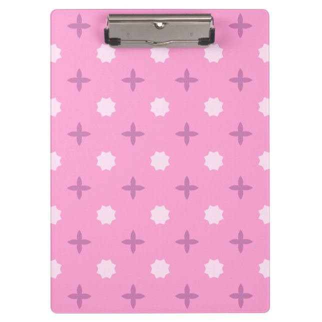 Pink Star Petal Dot Pattern Clipboard (Front)